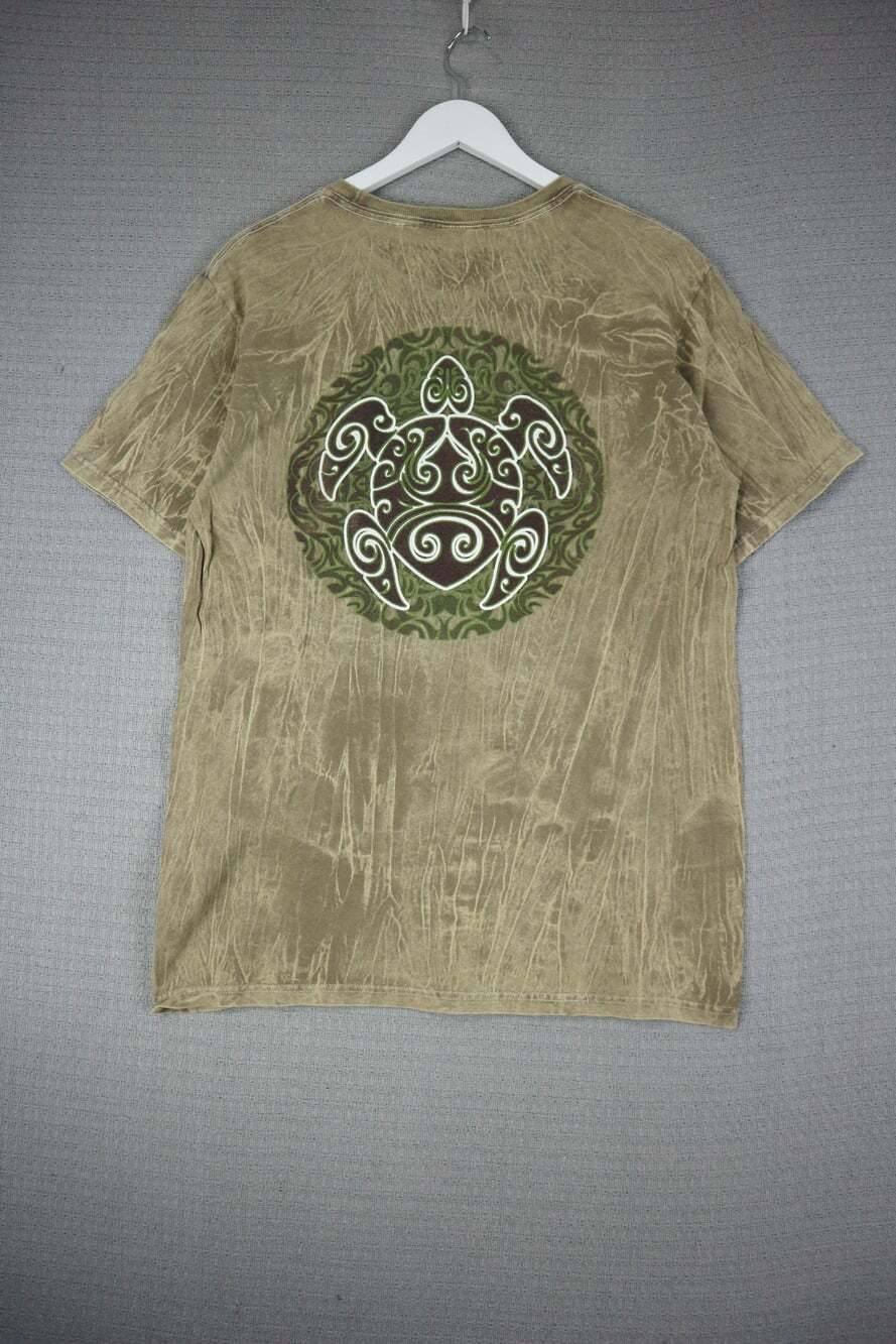 Yacht Club Tribal Turtle Tie Dye Brown T-Shirt Size Medium Short Sleeve Graphic